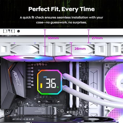 HyperFlow Dijital 360 CPU Sıvı Soğutucu, 3100 RPM Pompalı 360 mm AIO, 3×120 mm E28 ARGB Fanlar, Gerçek Zamanlı Dijital Ekran, Intel ve AMD Desteği (Beyaz)