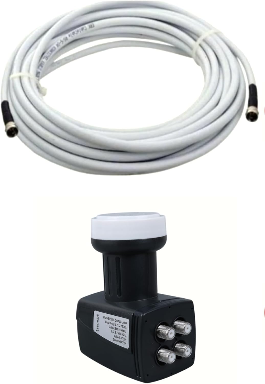 Full Ultra HD 3D 4K Uyumlu Yağmur Korumalı Dörtlü Quad 4 lü Çanak Uydu Lnb +30 Metre F Konnektör Takılı Hazır Uydu Kablosu