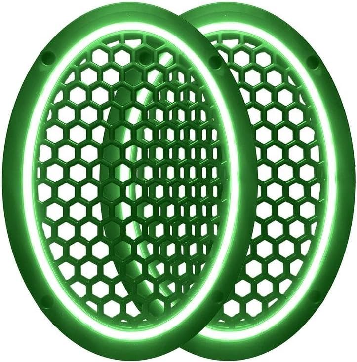 Neon Işıklı (6x9) İnç Kaliteli Plastik Hoparlör Ve Midrange Kapağı - 2 Adet - Yeşil