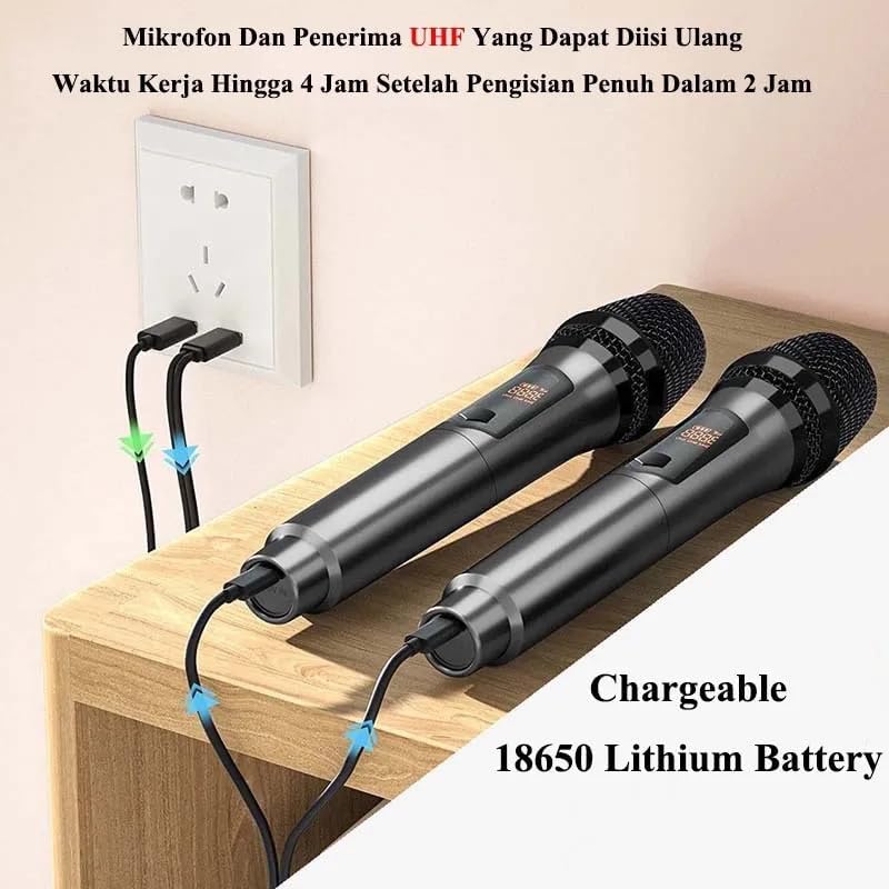 2'li Profesyonel Kablosuz Mikrofon Sistemi, Tek Alıcı El Tipi Kablosuz mikrofon, Üstün Ses Kalitesi, Güvenilir Performans, 30m Menzil, 8 Saat Pil Ömrü, LT-508, Siyah