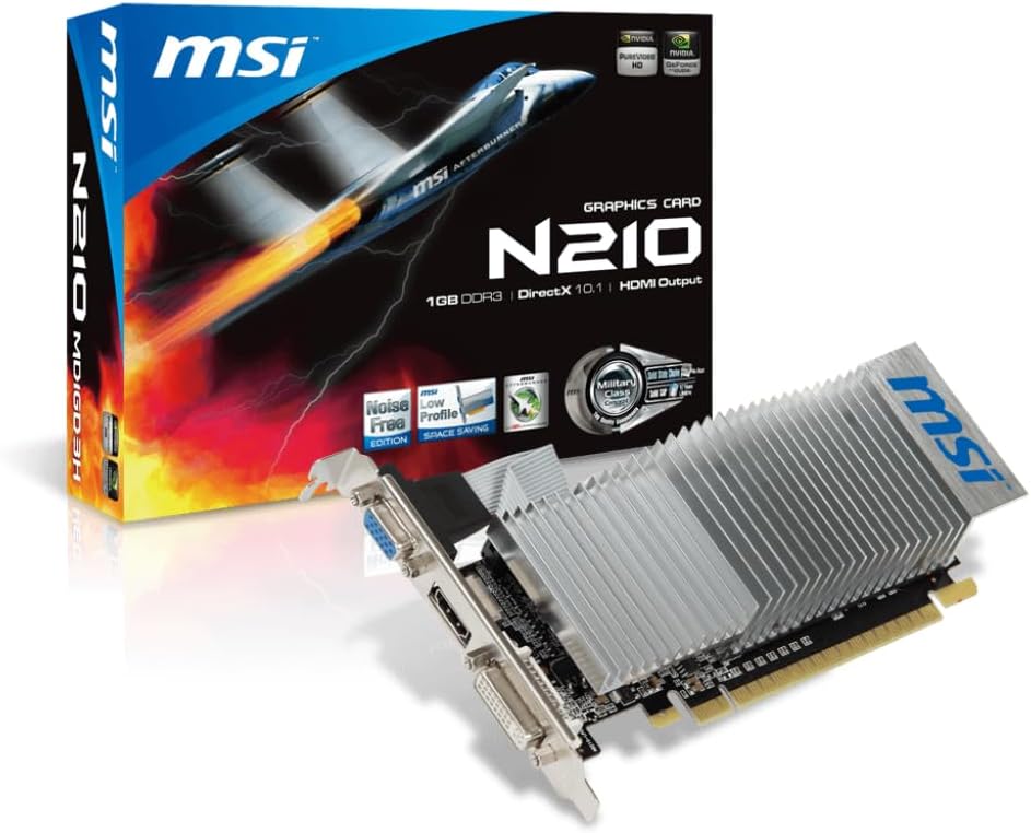 MSI VGA N210-1GD3/LP GT210 1GB DDR3 64B DX12 PCIE 2.0 X16 (1XVGA 1XDVI 1XHDMI)