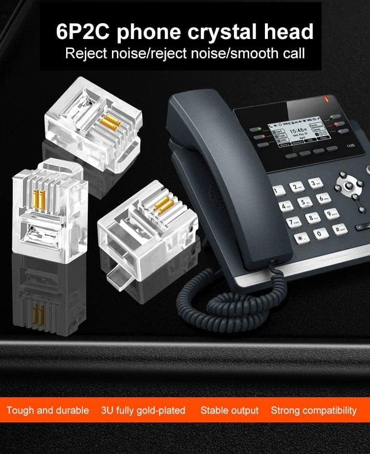 Plus PX-6P2C RJ11 2 pinli konnektör, RJ11, 6P2C, RJ11 Telefon Kablo Ucu 100 lü Paket