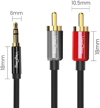 3.5mm AUX to 2 RCA Ses Kablosu 1 Metre