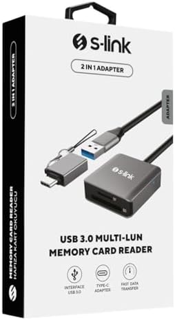 SL-CR21 Type C ve USB3.0 SD/Micro SD 110m/S Hızlı 2 in 1 Metal Kart Okuyucu