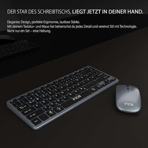 IBK-572 Kablosuz Klavye Mouse Seti - Bluetooth 3.0/5.0 + 2.4G, Şarjlı 180mAh Klavye & 500mAh, Sessiz Tuş, 4D Mouse, 78 Tuş, 10M Menzil, PC, MAC, iOS, Uyumlu, Ultra İnce, Hafif
