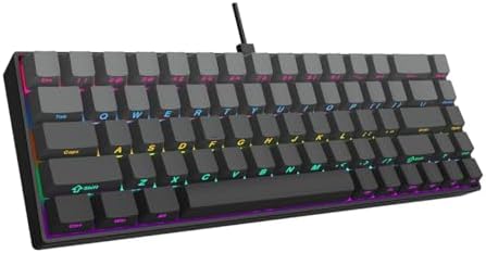 65% Kablolu Hotswap Mekanik Oyun Klavyesi,68 Tuşlu Taşınabilir Anti-Ghosting Klavye,Gökkuşağı Arkadan Aydınlatmalı Programlanabilir,Ergonomik, AJAZZ AK680 Siyah | Red Switch