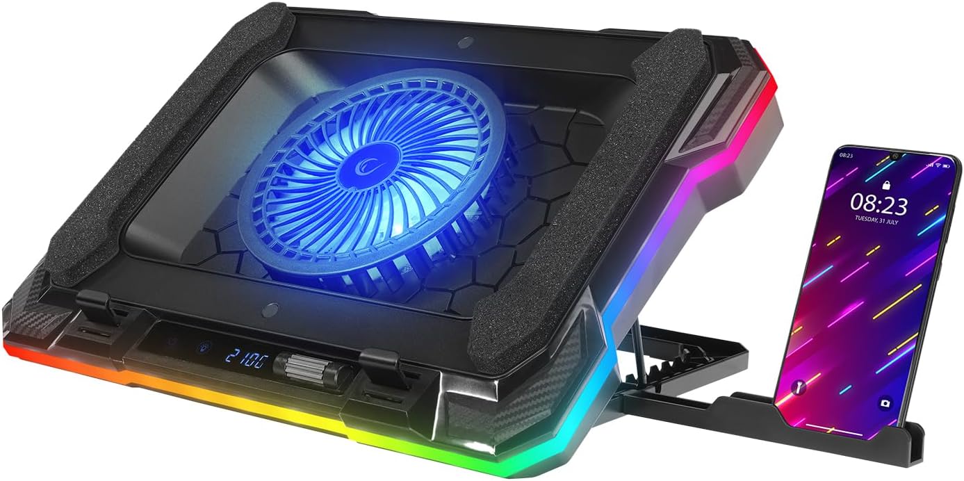 S49 Cyclone Laptop Notebook Soğutucu Stand RGB Renkli Oyunculara Özel 2 USB Port 140mm Fan 14-19inç